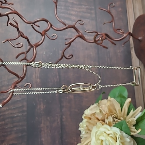 CHICO'S ADJUSTABLE SILVER TONE BOX CHAIN BAR NECKLACE - Picture 2 of 10